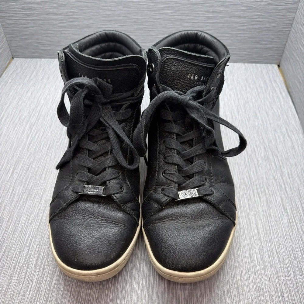 Ted Baker Men's Black Leather High Top Lace Up Sneakers US 8.5 EU 42